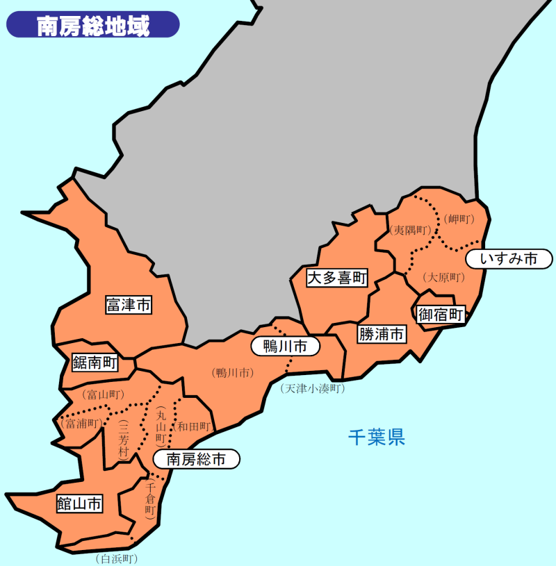 千葉県南房総地区を示した地図